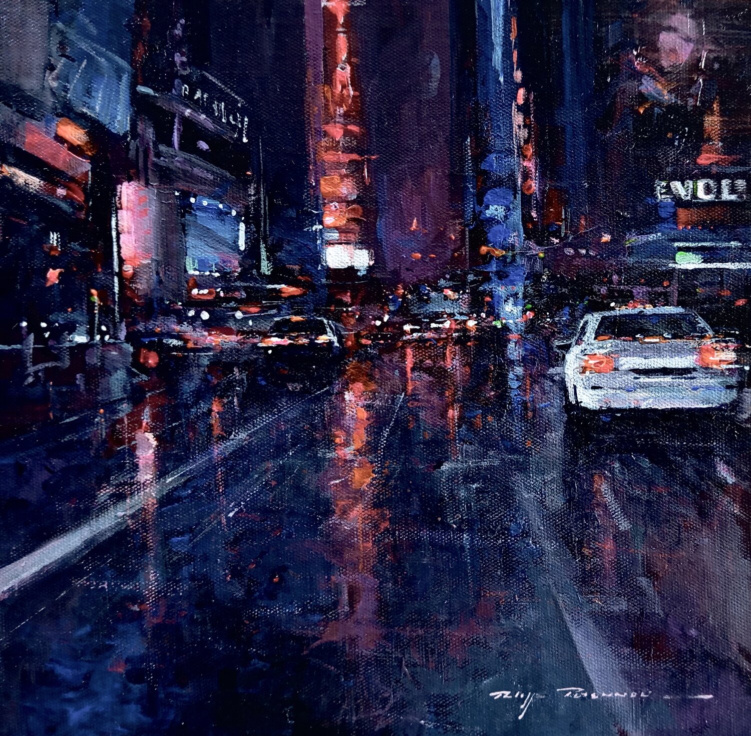 2164 New York , Times Square Philippe Perennou Original painting for sale
