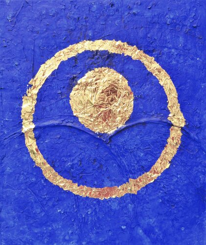 Blue Golden space by Anne-Sophie A Bettembourg, Painting for Sale on Select