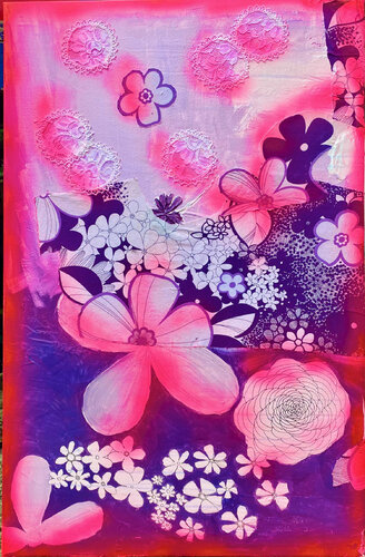 Purple flowers by Anne-Sophie A Bettembourg, Painting for Sale on Select