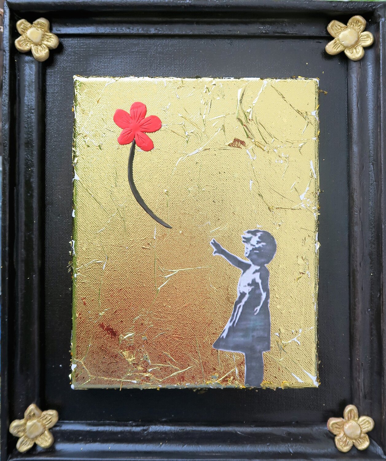 Golden POPART Anne-Sophie A Bettembourg Original painting for sale