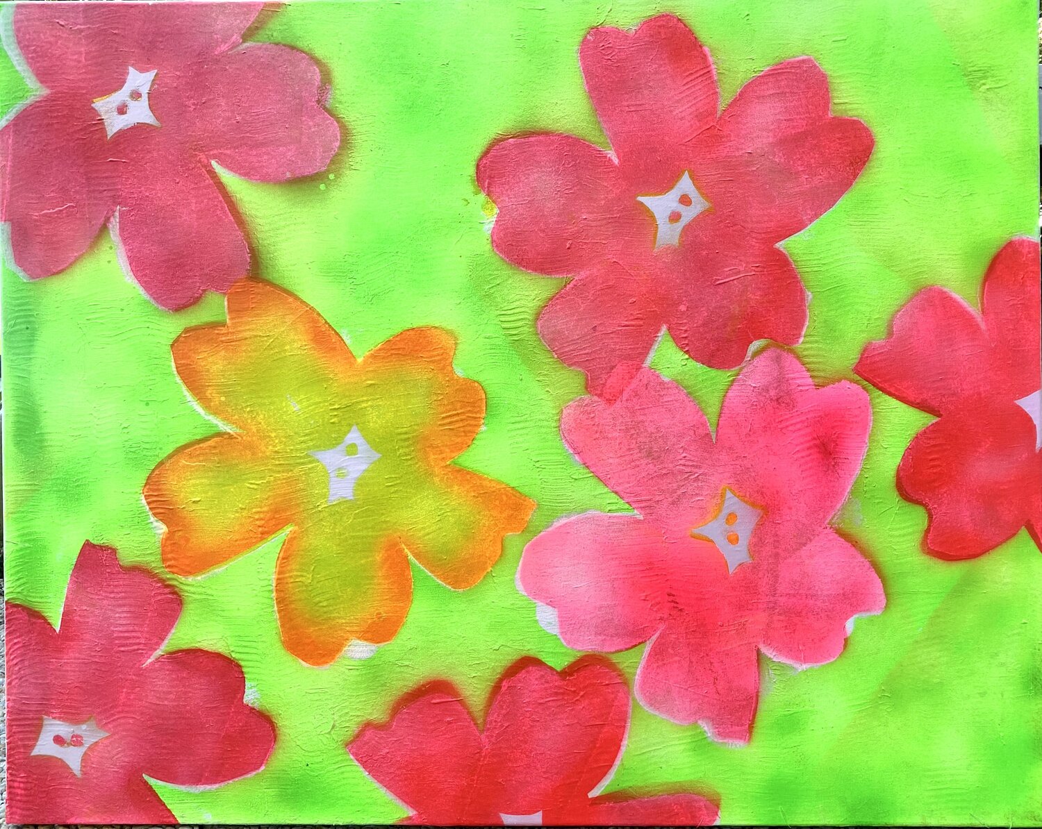Sunny Flowers Anne-Sophie A Bettembourg Original painting for sale