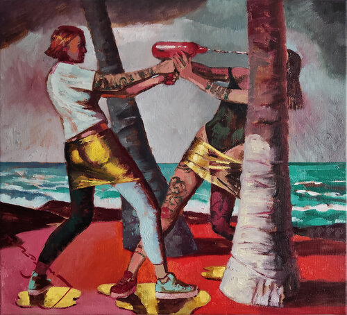 Watchmen (Water Gun Fight) by Alexander Lufer, Painting for Sale on Select