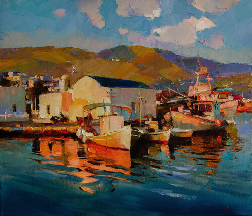 Evening Naousa by Khodakivskyi Vasyl, Painting for Sale on Select