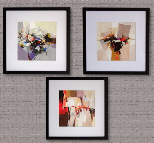 Set of Three Mini Abstract Paintings by Khodakivskyi Vasyl, Painting for Sale on Select