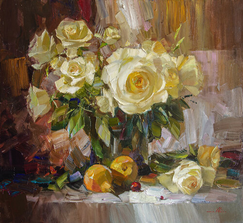 Touch of Tenderness by Khodakivskyi Vasyl, Painting for Sale on Select