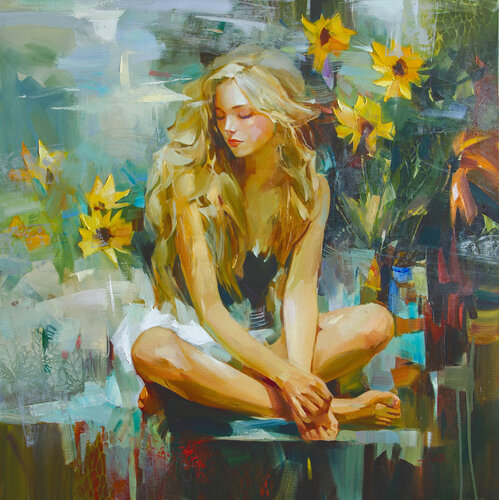 Lonely Flowers by Khodakivskyi Vasyl, Painting for Sale on Select