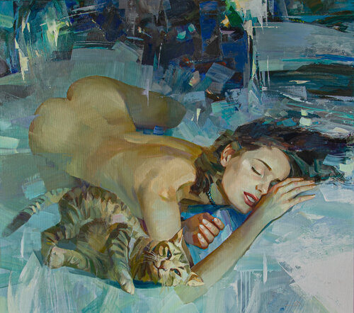 Heat of the Moonlit Night by Khodakivskyi Vasyl, Painting for Sale on Select