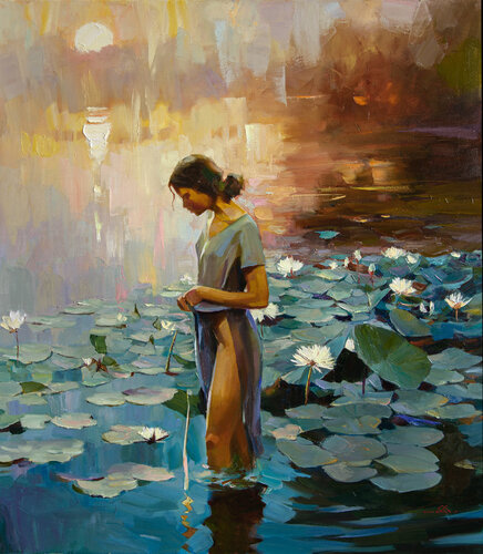 Between Water and Sleep by Khodakivskyi Vasyl, Painting for Sale on Select