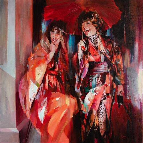 Stories under the umbrella by Khodakivskyi Vasyl, Painting for Sale on Select