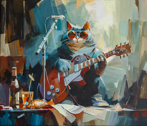 Blues After the Third Beer by Khodakivskyi Vasyl, Painting for Sale on Select