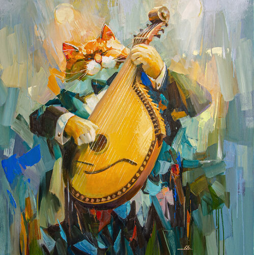 Bandura Maestro by Khodakivskyi Vasyl, Painting for Sale on Select