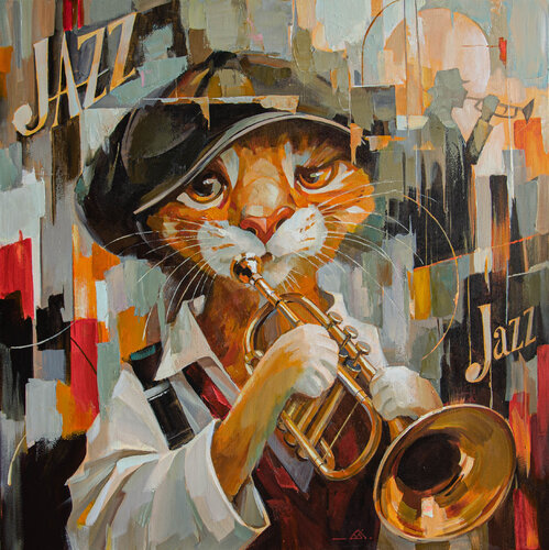 The Old Jazzman by Khodakivskyi Vasyl, Painting for Sale on Select