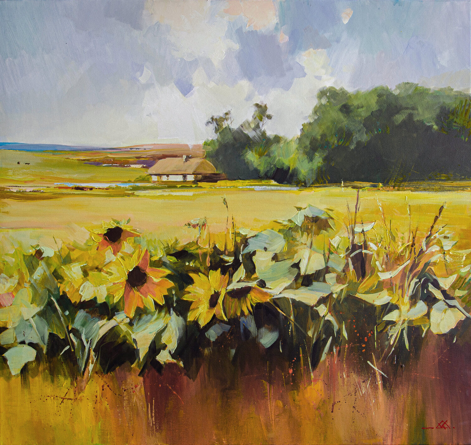 Withered sunflowers Khodakivskyi Vasyl Original painting for sale