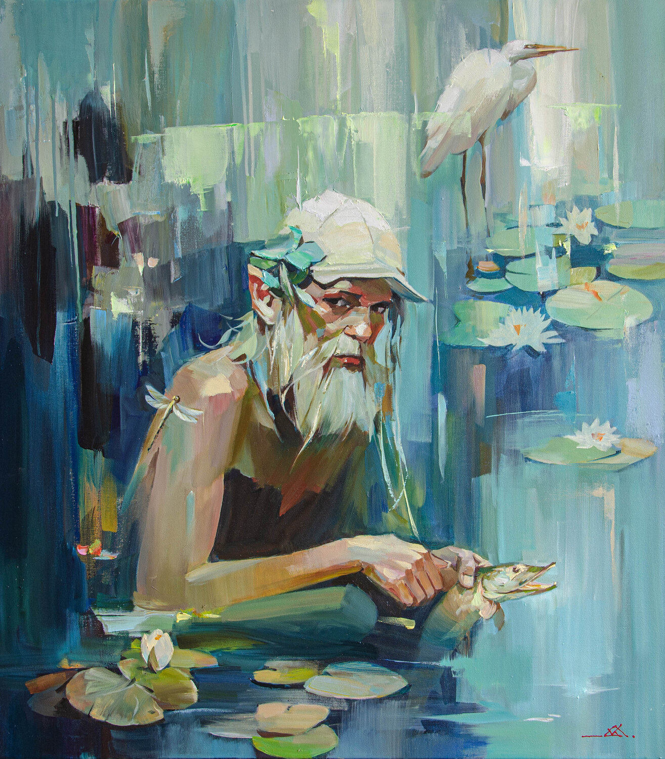 Lake Man Khodakivskyi Vasyl Original painting for sale