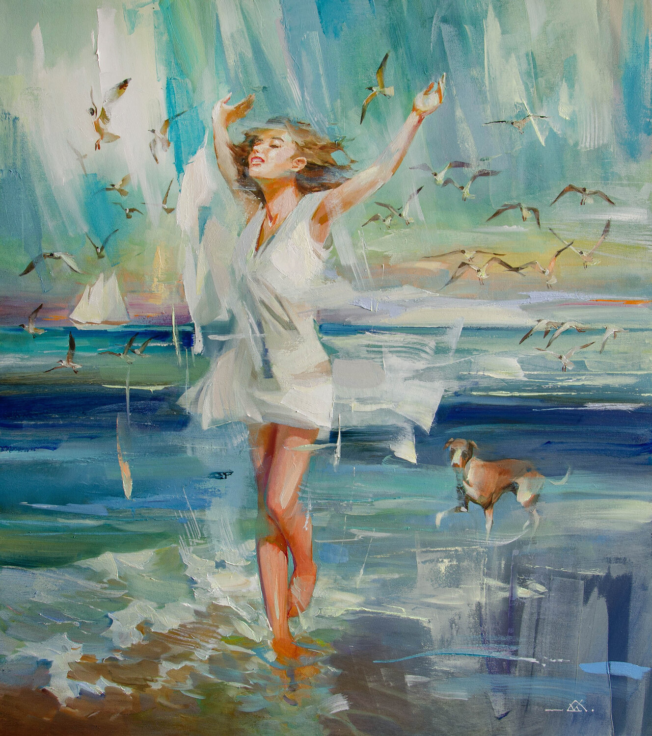Meeting the sea Khodakivskyi Vasyl Original painting for sale