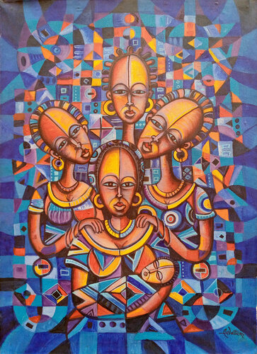 New Born II a painting of women in Africa by Angu Walters, Painting for Sale on Select