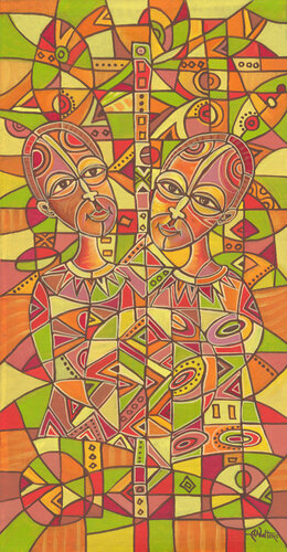 Couple portrait of an African marriage by Angu Walters, Painting for Sale on Select