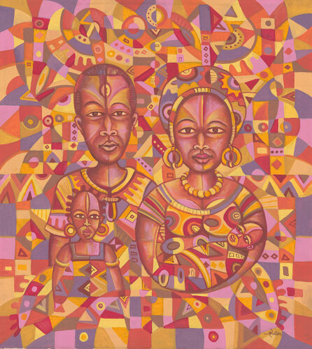 The Happy Family XXI a painting from Africa by Angu Walters, Painting for Sale on Select