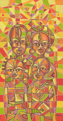 Family a portrait from Africa by Angu Walters, Painting for Sale on Select