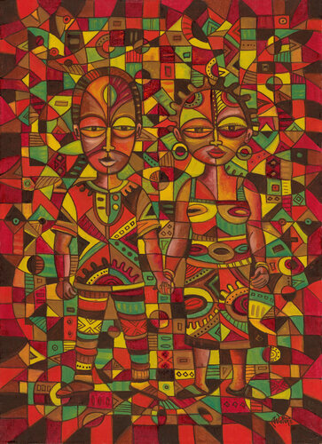 Twin 2 painting from Africa by Angu Walters, Painting for Sale on Select