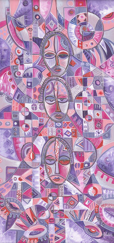 Three on One painting of women by Angu Walters, Painting for Sale on Select
