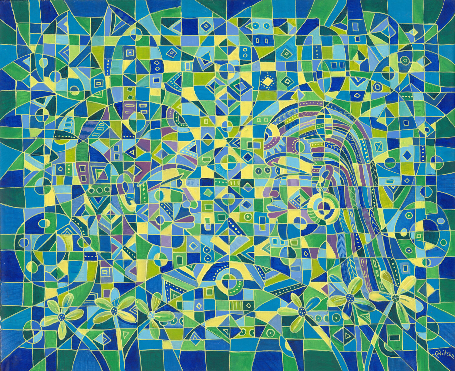 Dialogue IV a painting from Africa about marriage Angu Walters Original painting for sale