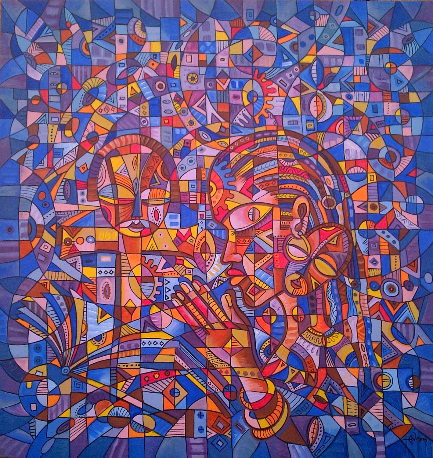 Prayer V - painting of African Christians Angu Walters Original painting for sale