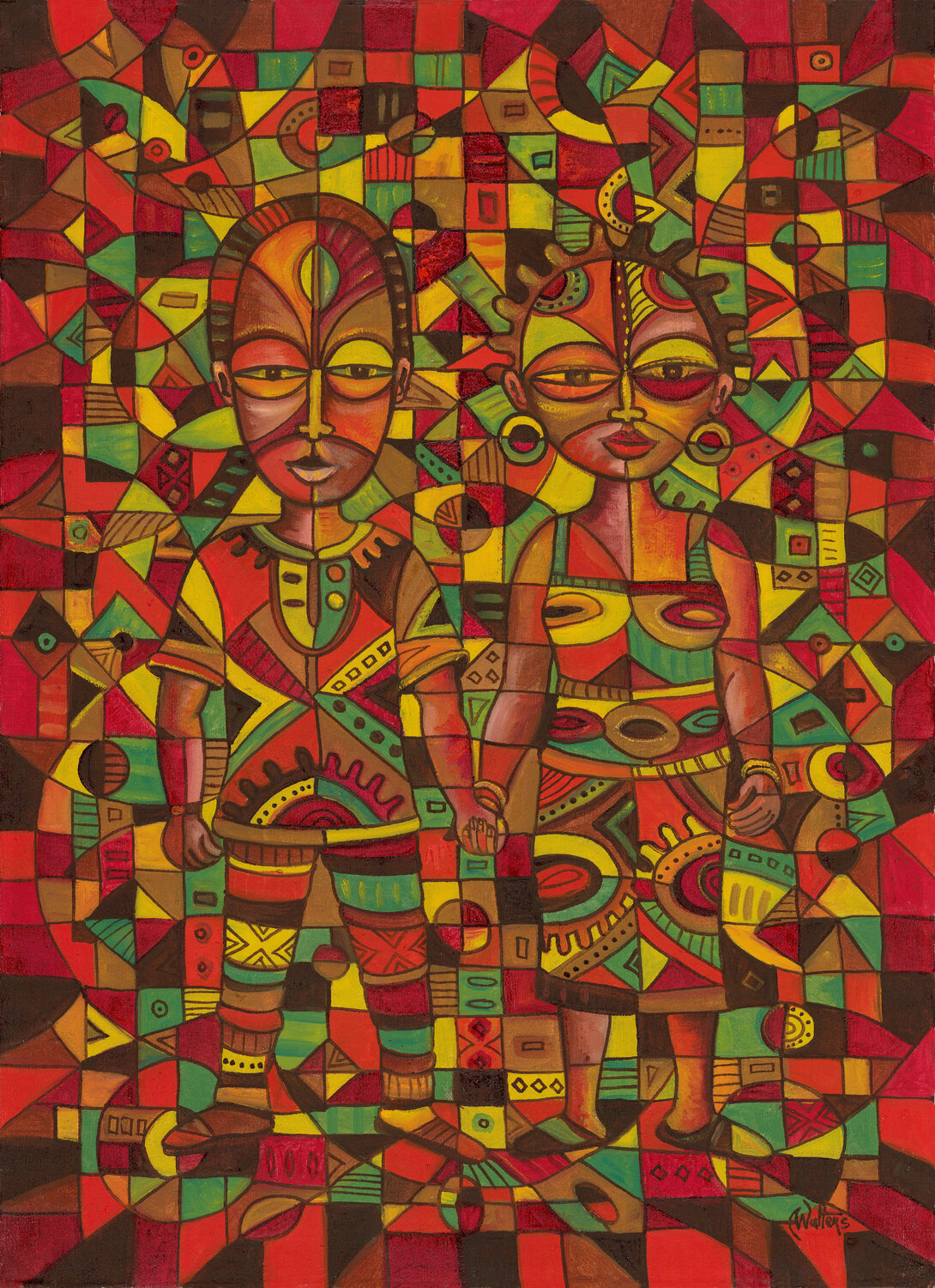 Twin 2 painting from Africa Angu Walters Original painting for sale