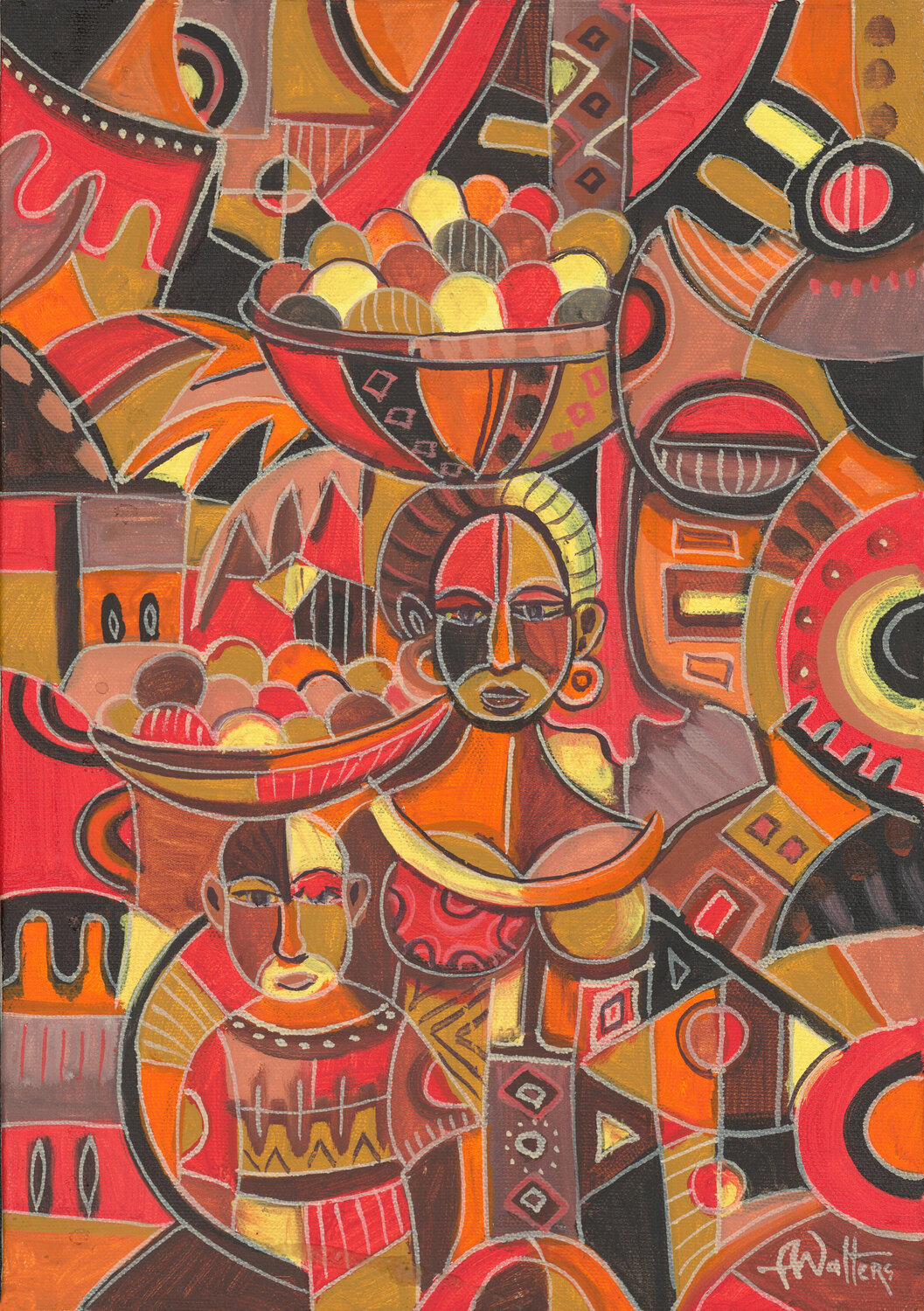 Fruit Sellers Angu Walters Original painting for sale