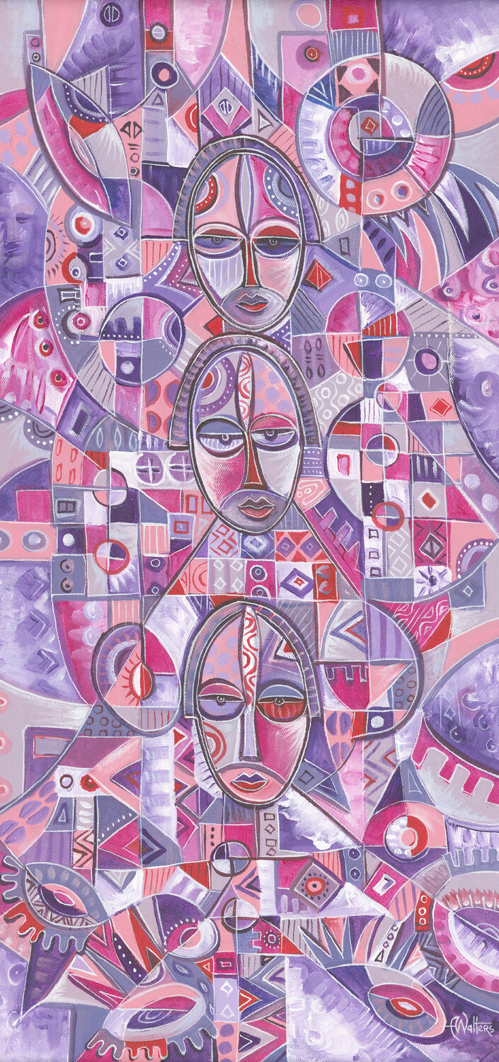 Three on One painting of women Angu Walters Original painting for sale