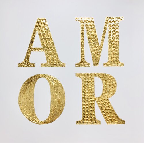 Amor - Lov, Amour, Amore 3D gold on white plaster von Nataliia Krykun, Malerei kaufen auf Select
