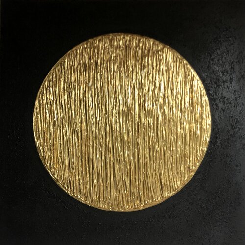 Series "Powerful Moon 3-  3D conceptual minimalistic, gold leaf, gilding, plaster by Nataliia Krykun, Painting for Sale on Select