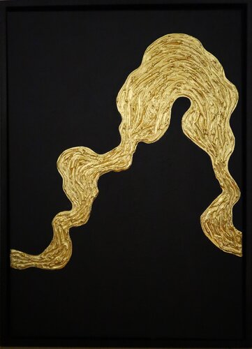 From the series “Ocean Waves - 5” hight waves - gold leaf 3D textured by Nataliia Krykun, Painting for Sale on Select