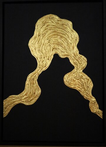 From the series “Ocean Waves - 6” hight waves - gold leaf 3D textured by Nataliia Krykun, Painting for Sale on Select