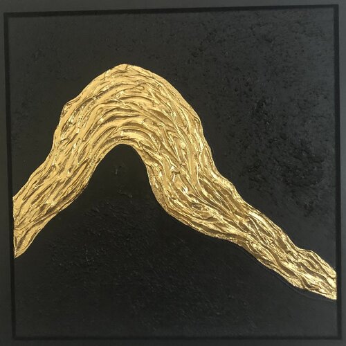 From the series “Ocean Waves - 9” hight waves - gold leaf 3D textured by Nataliia Krykun, Painting for Sale on Select