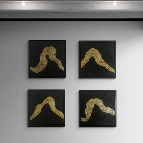 From the series “Ocean Waves - 7,8,9,10” - gold leaf 3D textured by Nataliia Krykun, Painting for Sale on Select