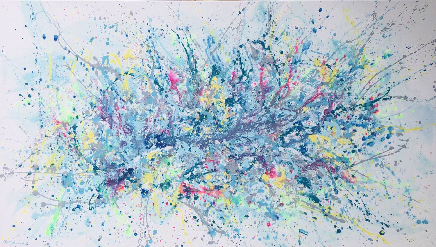 More Energy colorful blue turquoise expressionism gripping abstraction Nataliia Krykun Originalgemälde zu verkaufen