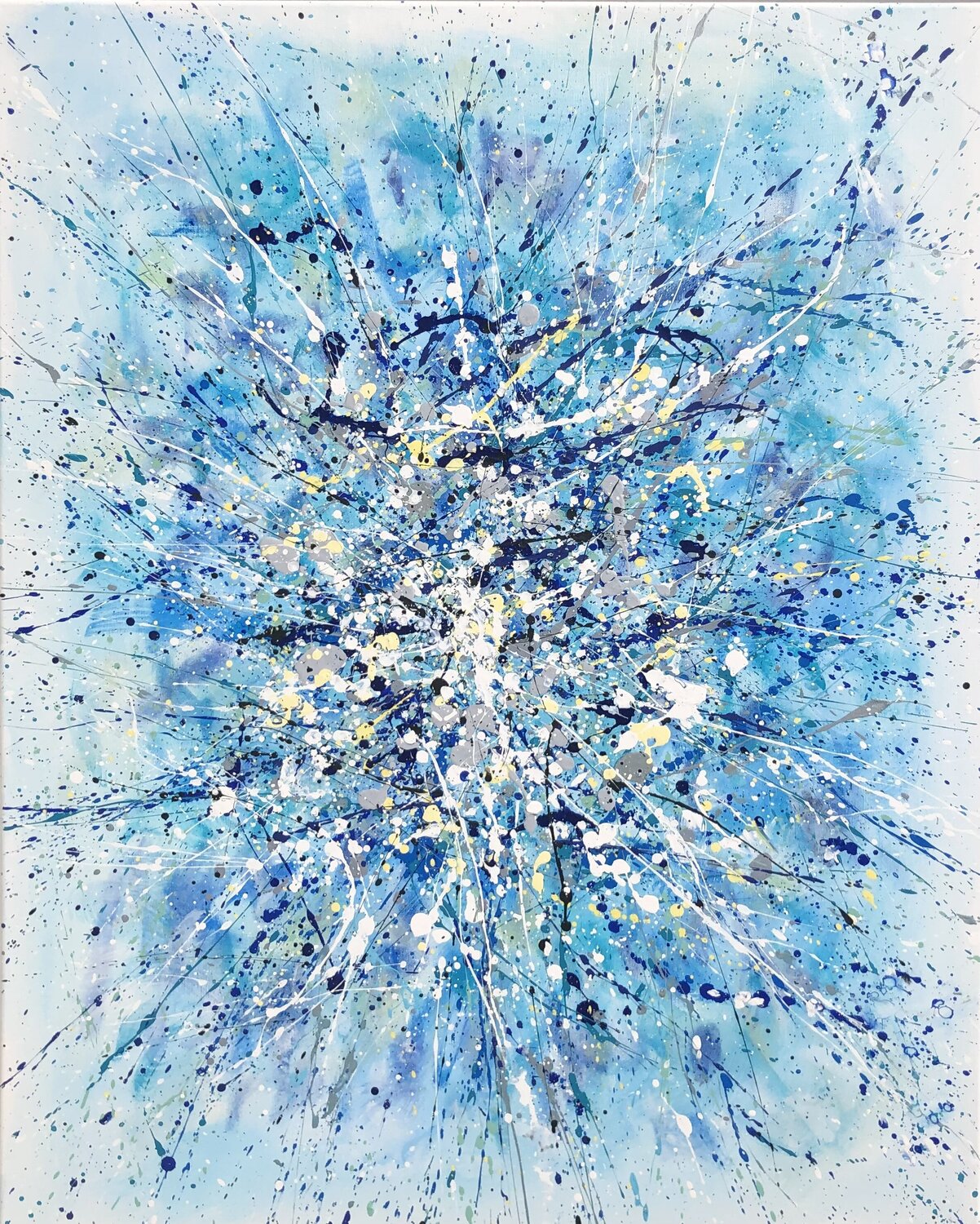 Stellar Cascade - turquoise blue Nataliia Krykun Original painting for sale