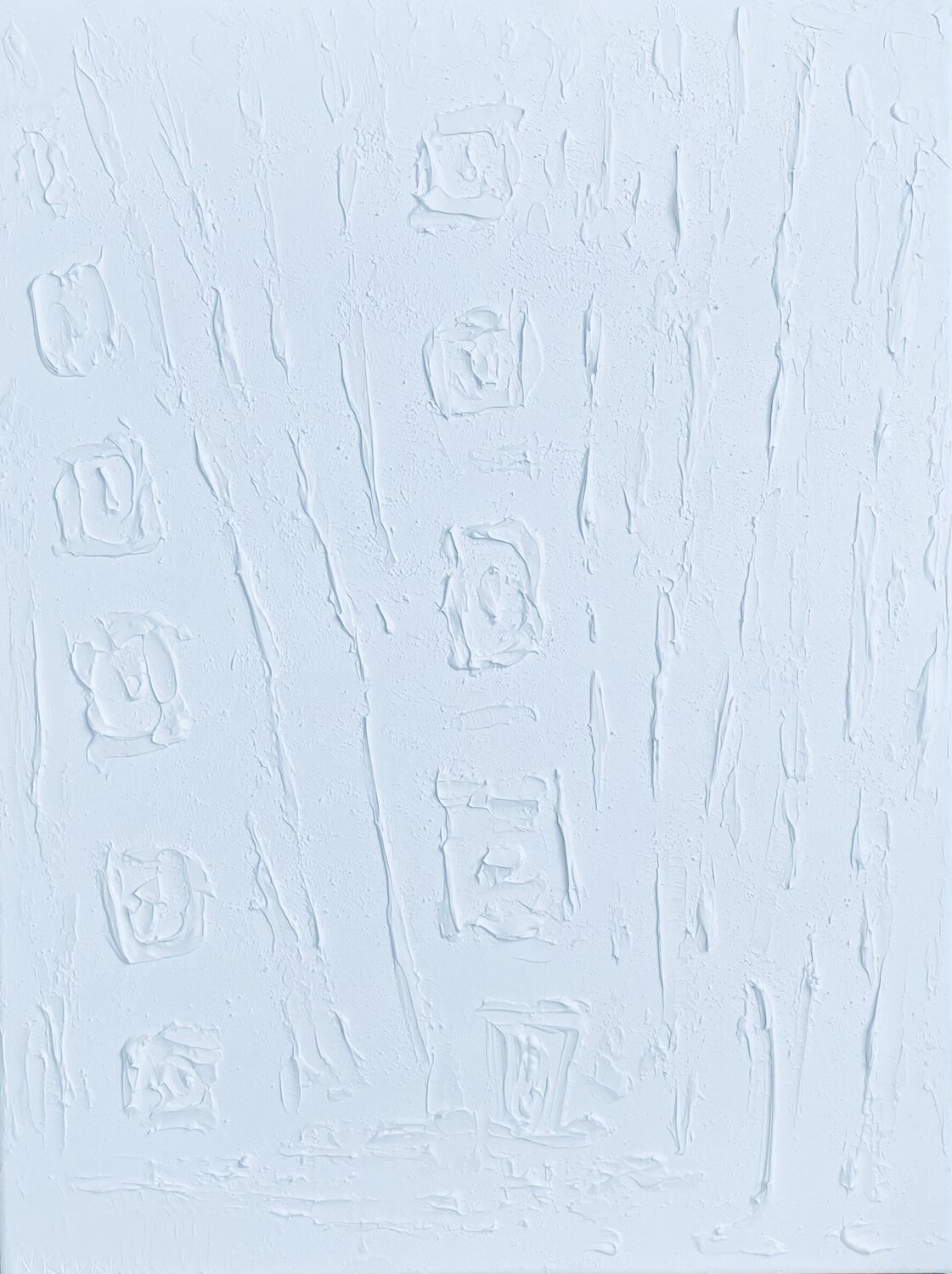 3D "White Seascape abstract" white minimalism plaster textured Nataliia Krykun Original painting for sale