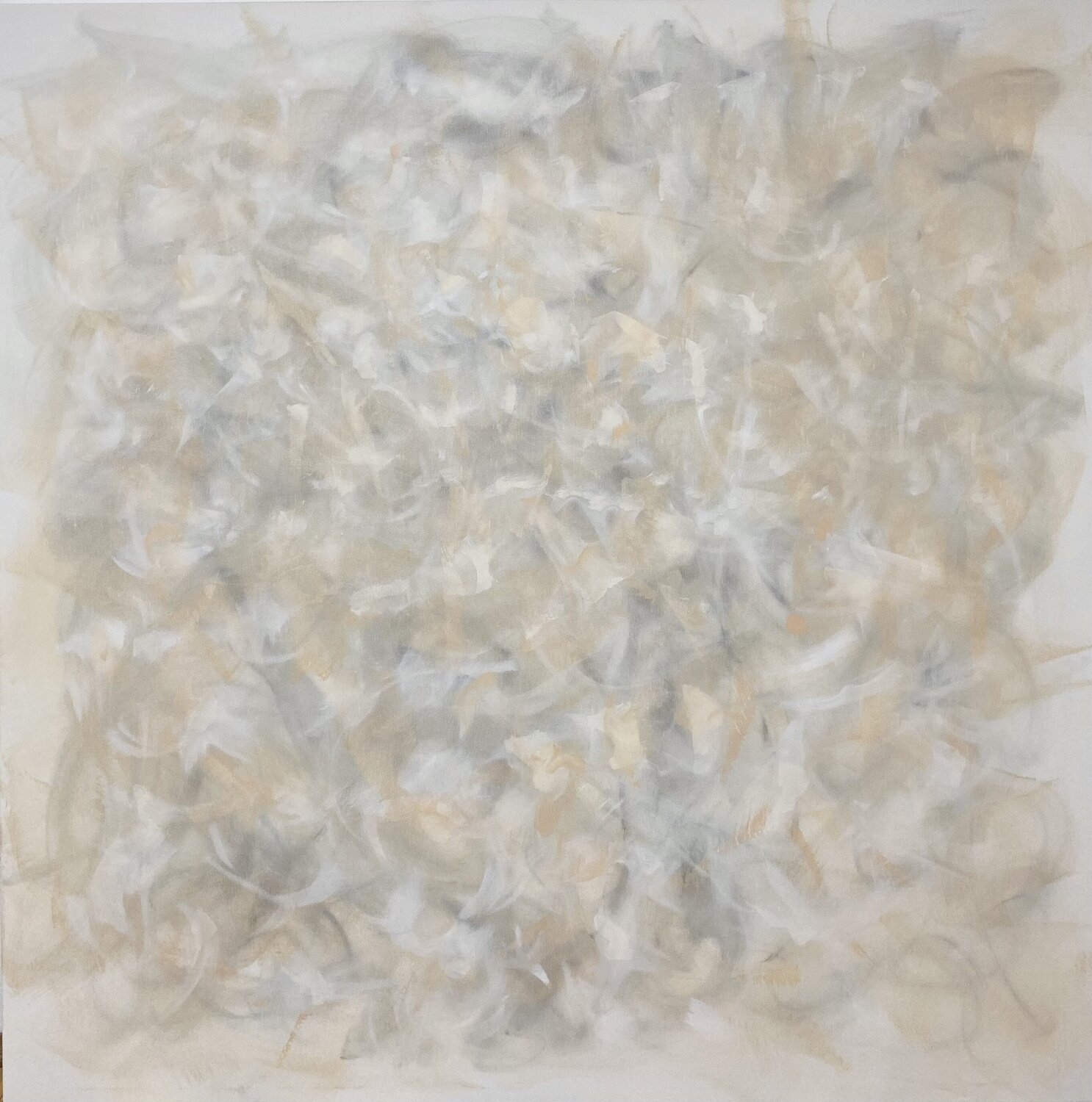 From the series „ Along the calm Shore“ 2 - Aesthetic neutral style abstraction, minimalism Nataliia Krykun Original painting for sale