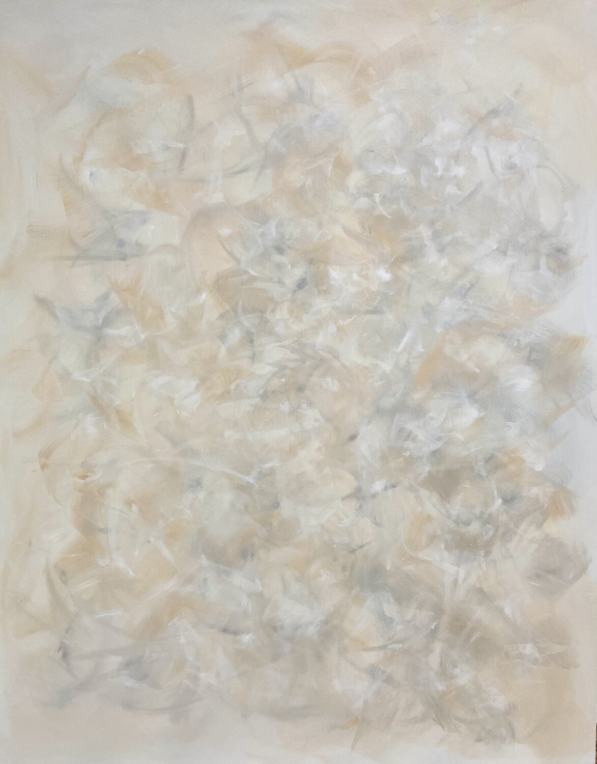 From the series „ Along the calm Shore “ 3 - Aesthetic neutral style abstraction, minimalism Nataliia Krykun Original painting for sale
