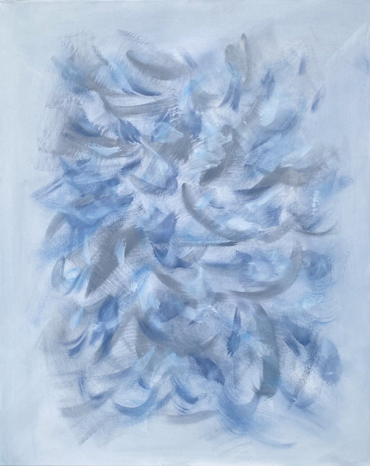 From the series „ Waves in ocean “ 1 - Aesthetic neutral gray style abstraction, minimalism Nataliia Krykun Original painting for sale