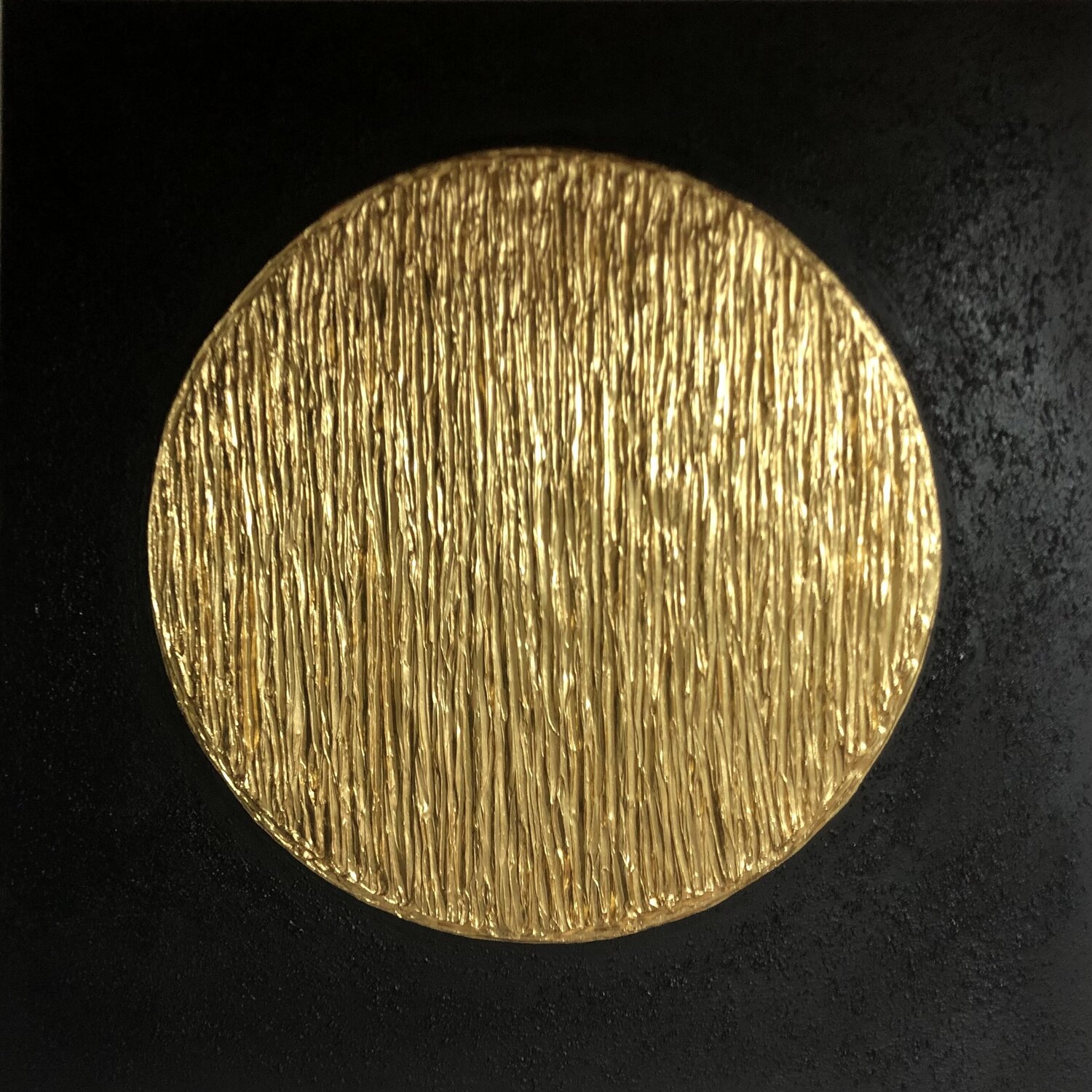Series "Powerful Moon 3-  3D conceptual minimalistic, gold leaf, gilding, plaster Nataliia Krykun Original painting for sale