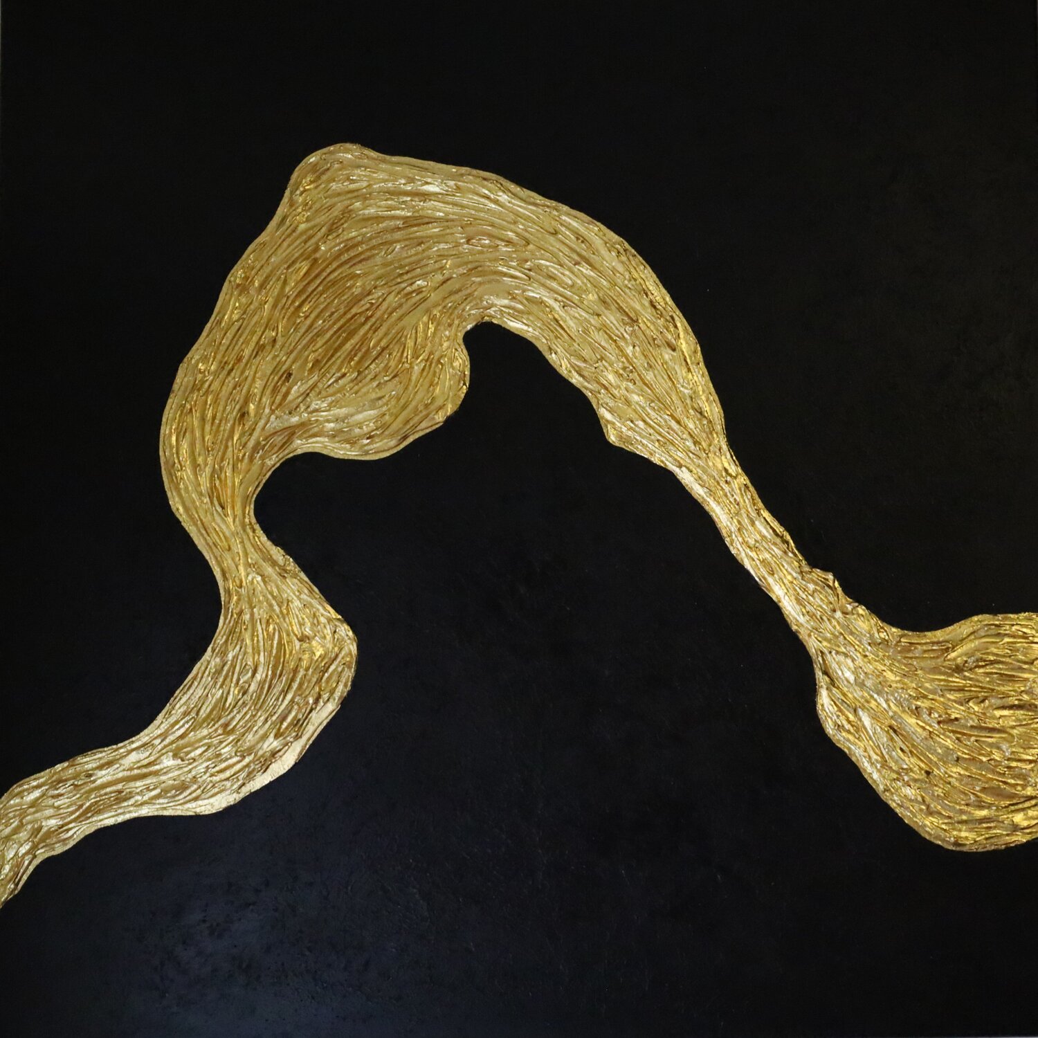 From the series “Ocean Waves - 4” hight waves - gold leaf 3D textured Nataliia Krykun Original painting for sale