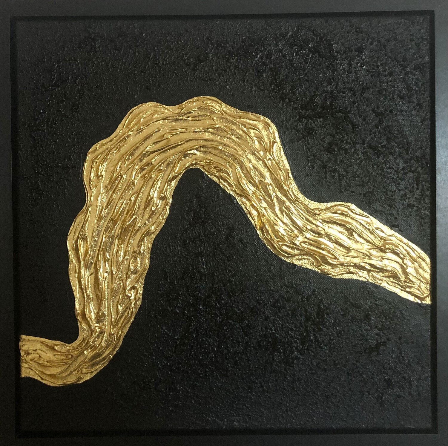 From the series “Ocean Waves - 10” hight waves - gold leaf 3D textured Nataliia Krykun Original painting for sale