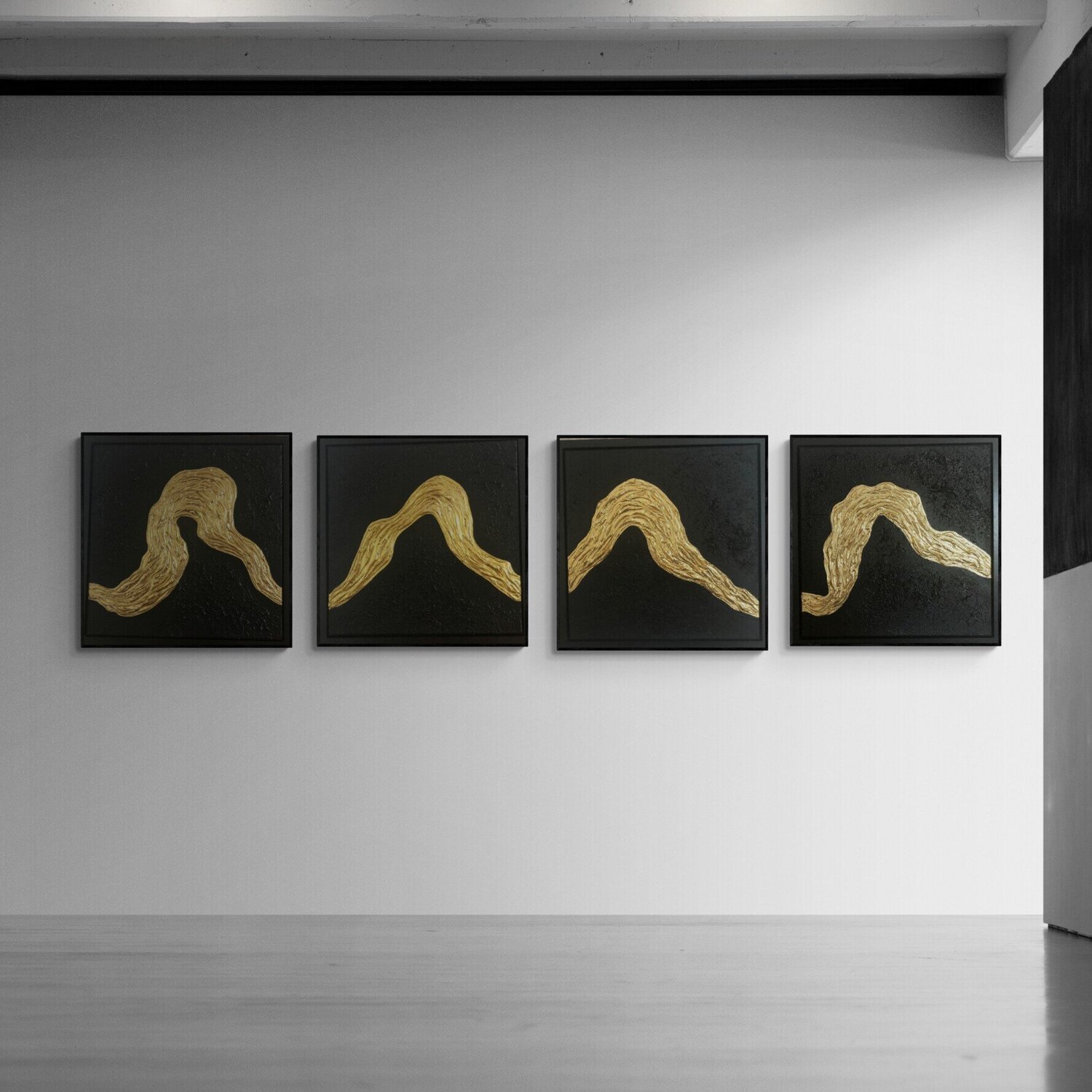From the series “Ocean Waves - 7,8,9,10” - gold leaf 3D textured Nataliia Krykun Original painting for sale