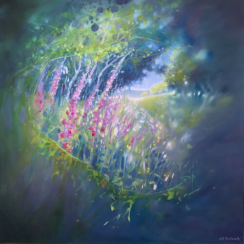 The Search Continues, a summer meadow painting by Gill Bustamante, Painting for Sale on Select