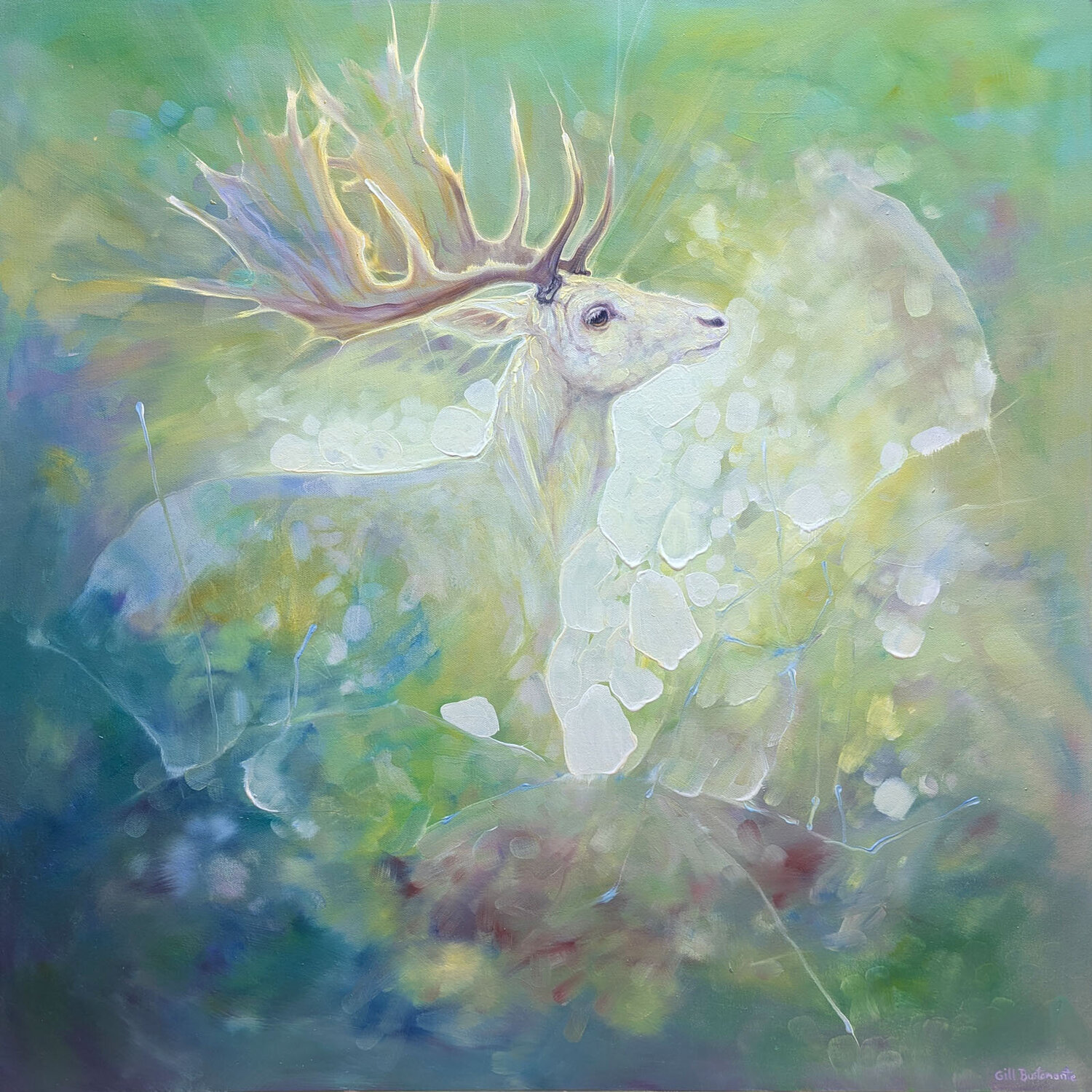 White Hart Rising Gill Bustamante Original painting for sale