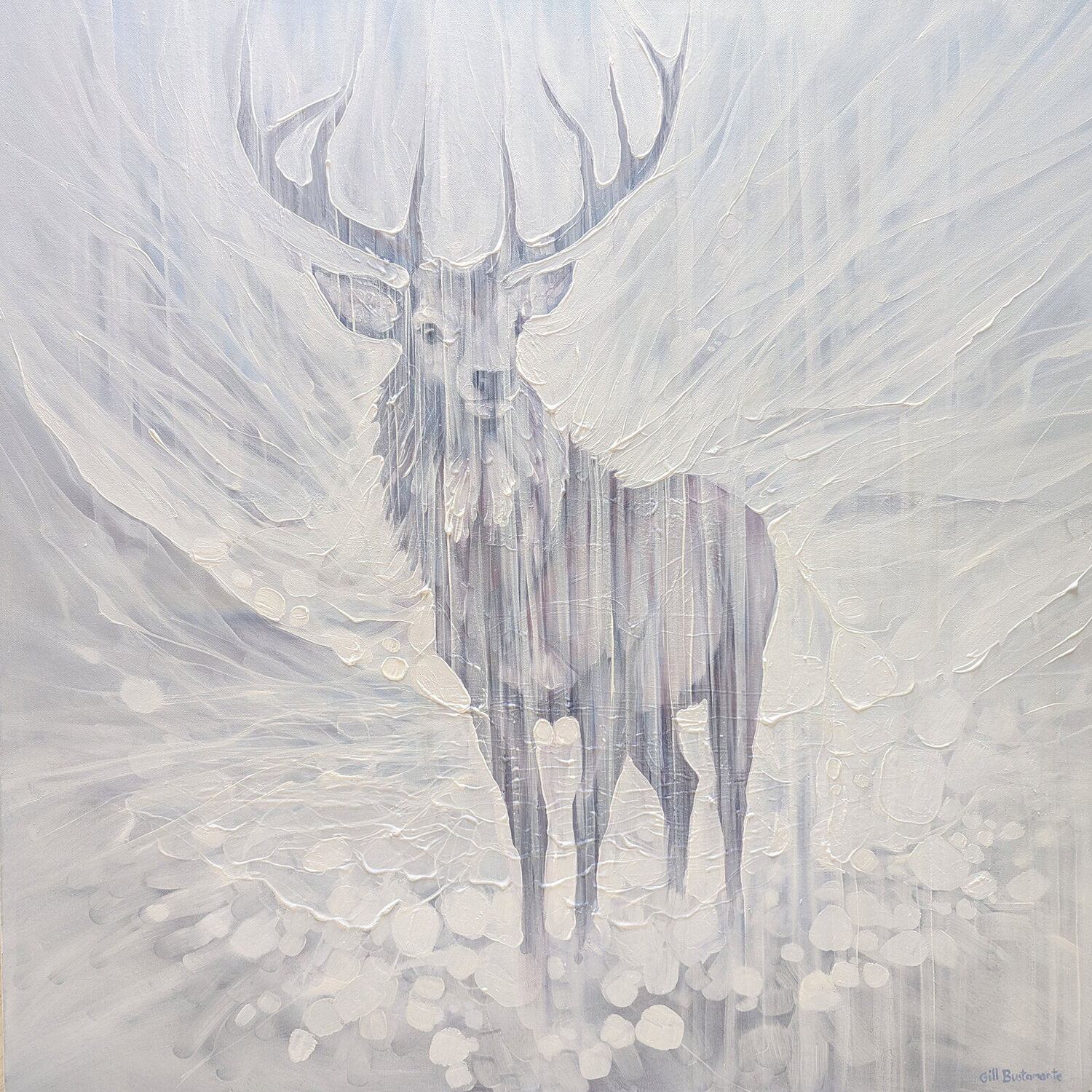 Resilience, a Winter White Stag painting