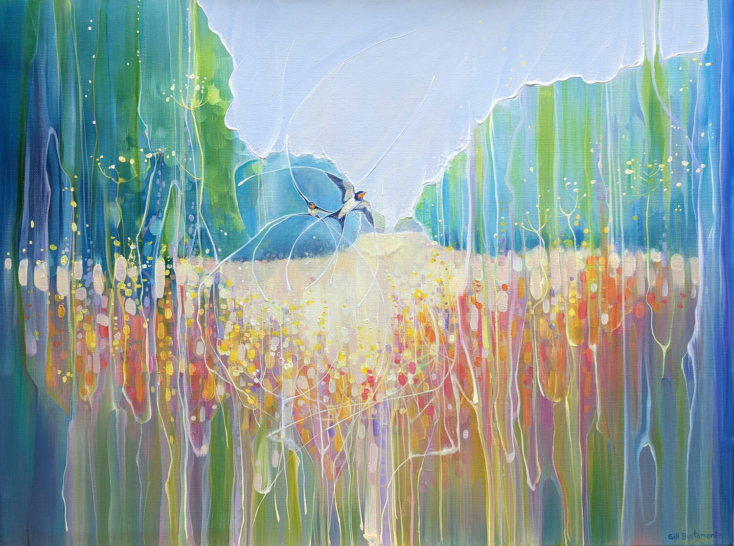 Summer Dance over the Meadow Gill Bustamante Originalgemälde zu verkaufen
